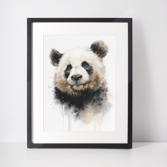 Watercolor Panda Bear Wall Art Print Poster Ilustration - Umframed - Picture 3 of 5